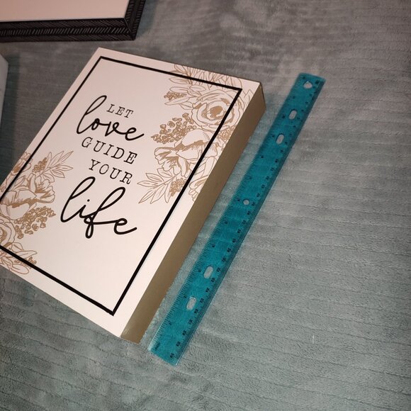 3 Signs Home Decor Wooden Canvas Love Brings us home smell the roses life Quotes - Picture 3 of 12